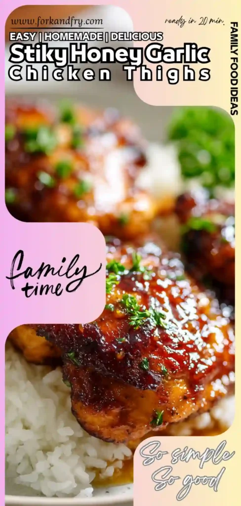 Sweet Savory Chicken Skillet Fast dinner idea with honey garlic chicken and rice