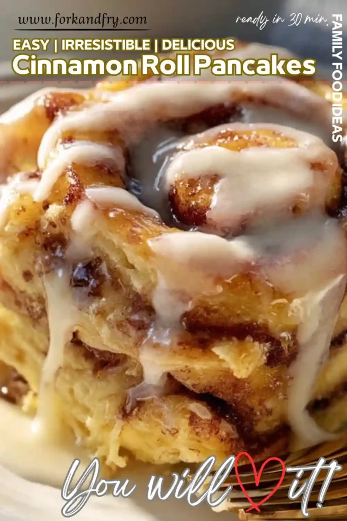 Easy Cinnamon Roll Pancakes with Vanilla Glaze Easy Cinnamon Roll Pancakes with Vanilla Glaze