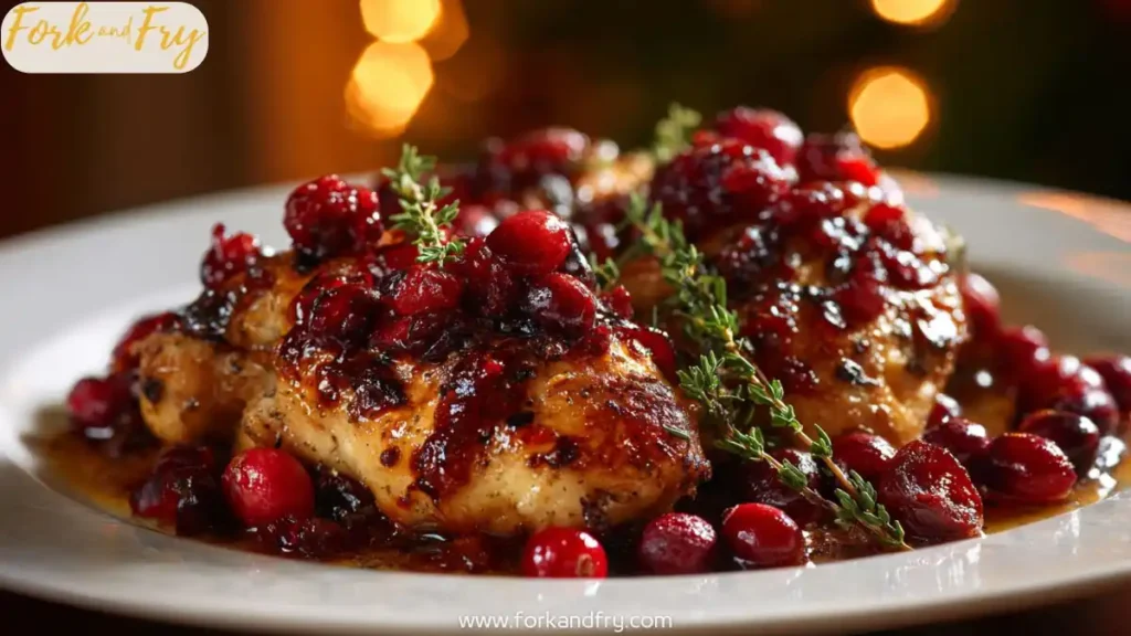 baked chicken breasts topped with cranberry glaze brie and fresh thyme