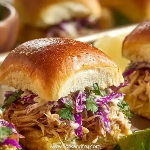 pulled chicken sliders with purple slaw on toasted brioche buns