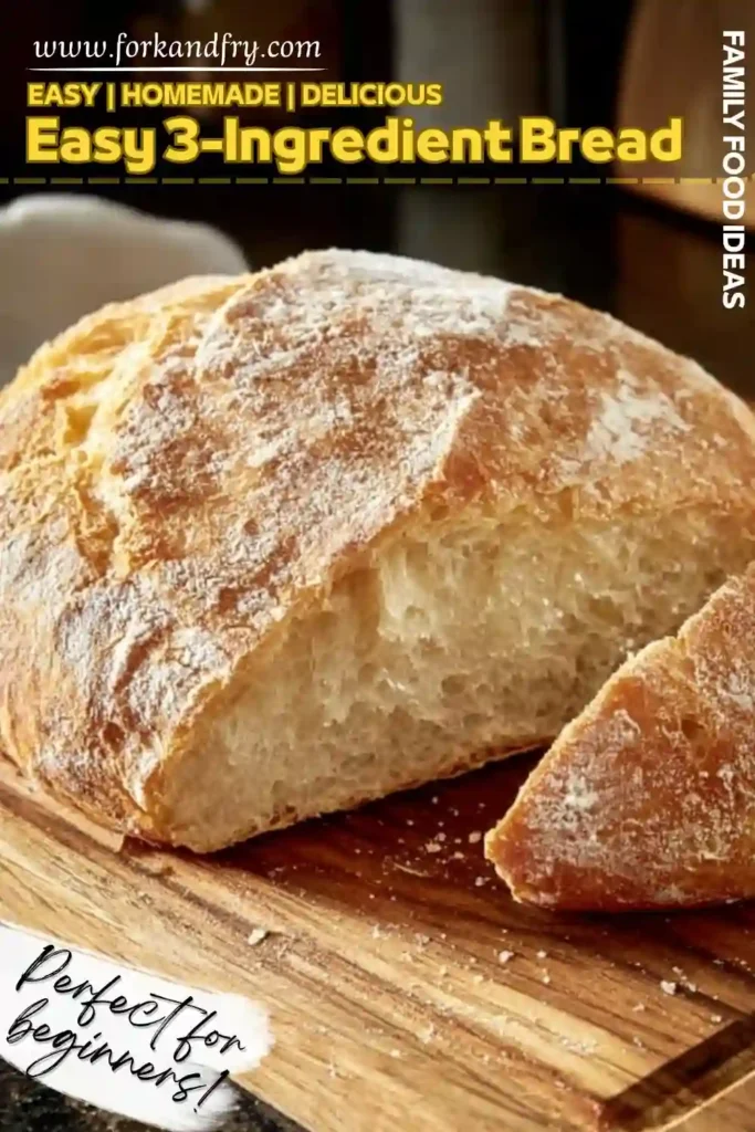 golden rustic bread loaf with crackled crust and fluffy interior on wooden cutting board